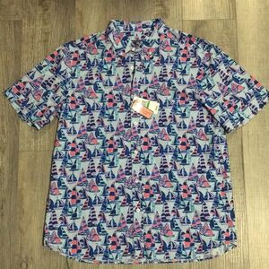 Men's Blue Vineyard Vines Sailboat Print Shirt